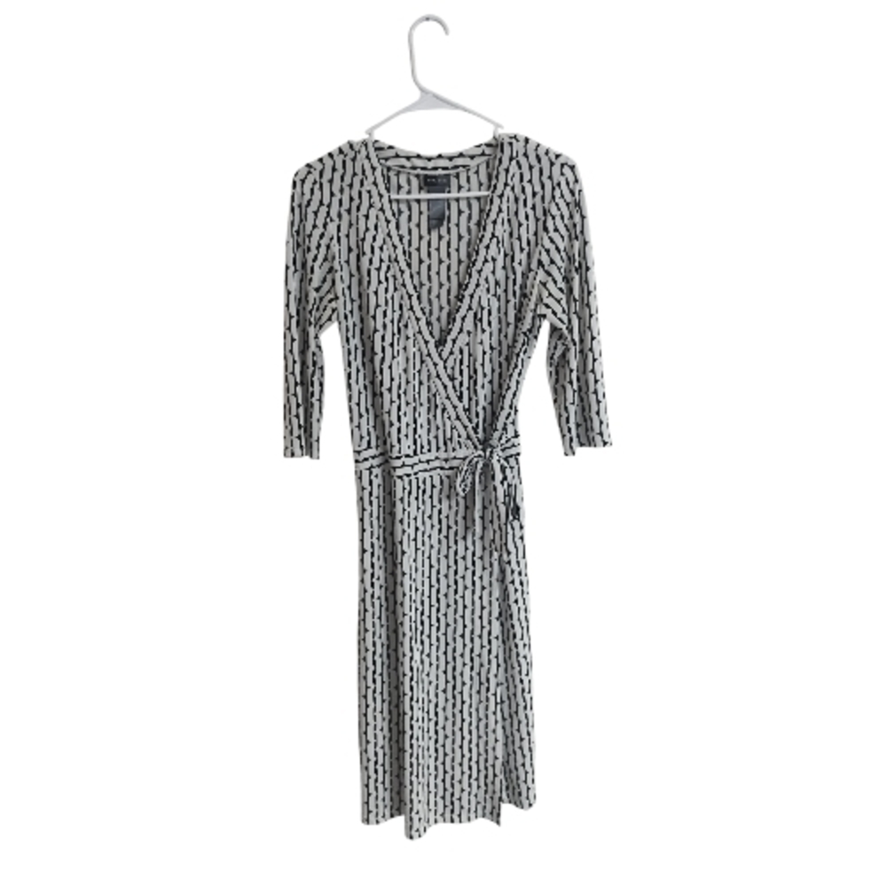 Bisou Bisou Monochrome Patterned Long Sleeve Dress